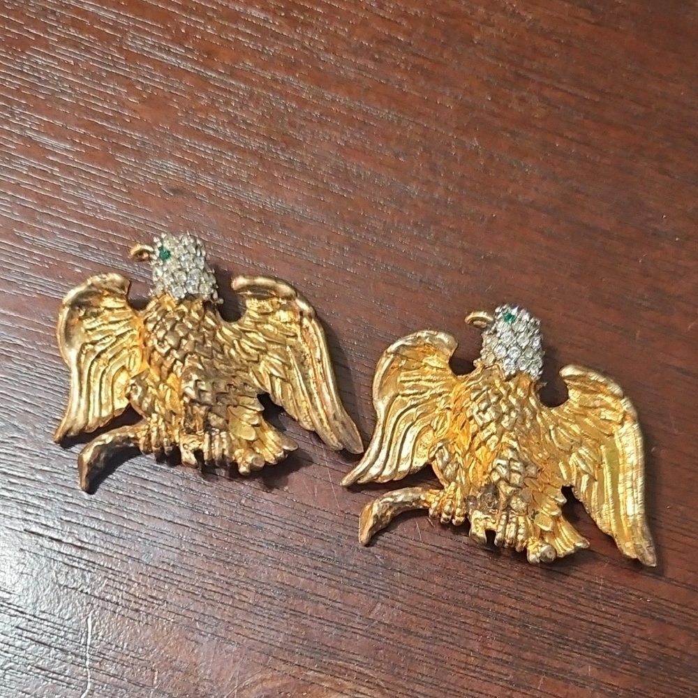 Smithsonian Institute Bald Eagle First Ladies Crystal Gold Tone Pin Brooch